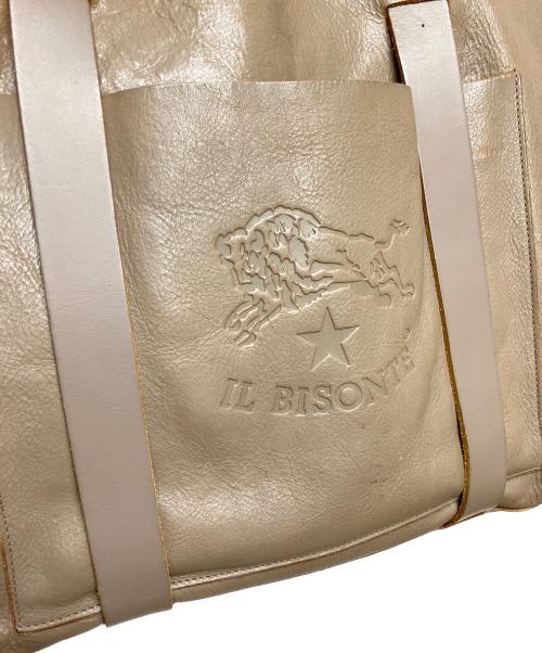 IL BISONTE（イル ビゾンテ）IL BISONTE (イル ビゾンテ) レザービッグロゴトートバッグ ブラウンの古着・服飾アイテム