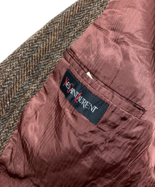 Yves Saint Laurent（イヴサンローラン）Yves Saint Laurent (イヴサンローラン) Harris Tweed テーラードジャケット ブラウン サイズ:不明の古着・服飾アイテム