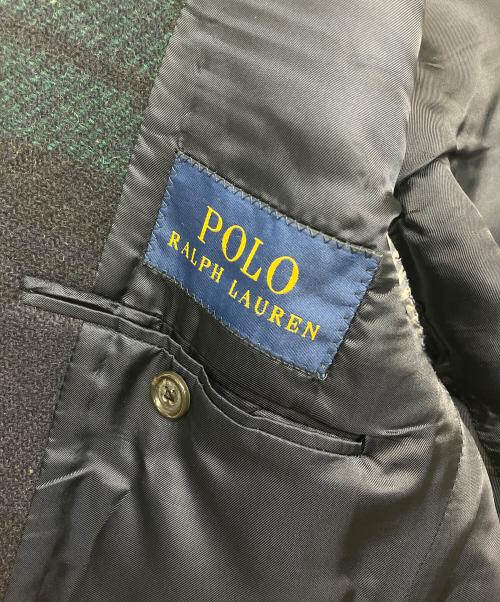 POLO RALPH LAUREN（ポロ・ラルフローレン）POLO RALPH LAUREN (ポロ・ラルフローレン) 715572628　ツイードジャケット グリーン×ネイビー サイズ:サイズタグ切れの古着・服飾アイテム