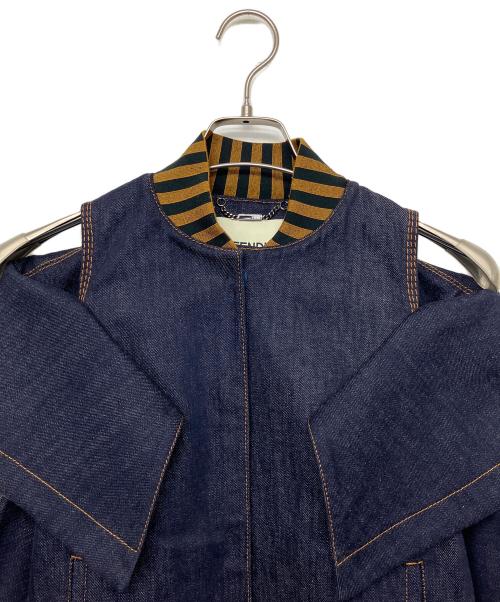 FENDI（フェンディ）FENDI (フェンディ) FLF515 A0MR　CUT OUT DENIM JACKET　デニムジャケット ネイビー サイズ:36の古着・服飾アイテム