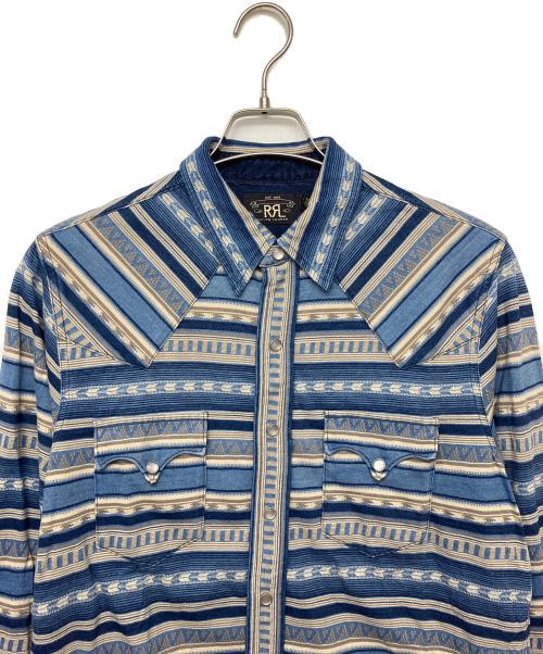 RRL（ダブルアールエル）RRL (ダブルアールエル) ウエスタンシャツ ブルー×ホワイト サイズ:Mの古着・服飾アイテム