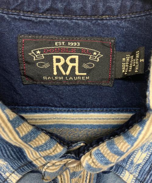 RRL（ダブルアールエル）RRL (ダブルアールエル) ウエスタンシャツ ブルー×ホワイト サイズ:Mの古着・服飾アイテム