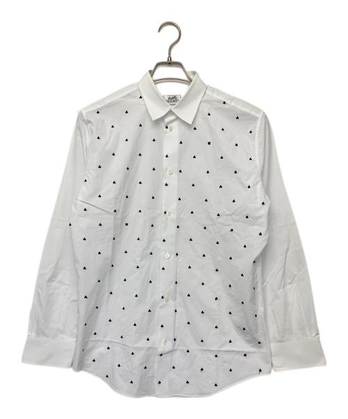 HERMES（エルメス）HERMES (エルメス) クローバー柄　長袖シャツ ホワイト サイズ:39の古着・服飾アイテム