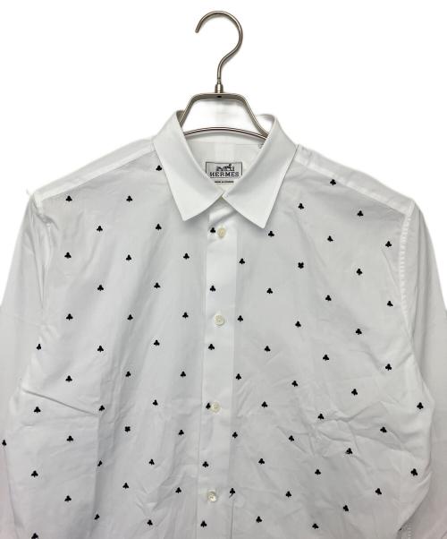 HERMES（エルメス）HERMES (エルメス) クローバー柄　長袖シャツ ホワイト サイズ:39の古着・服飾アイテム