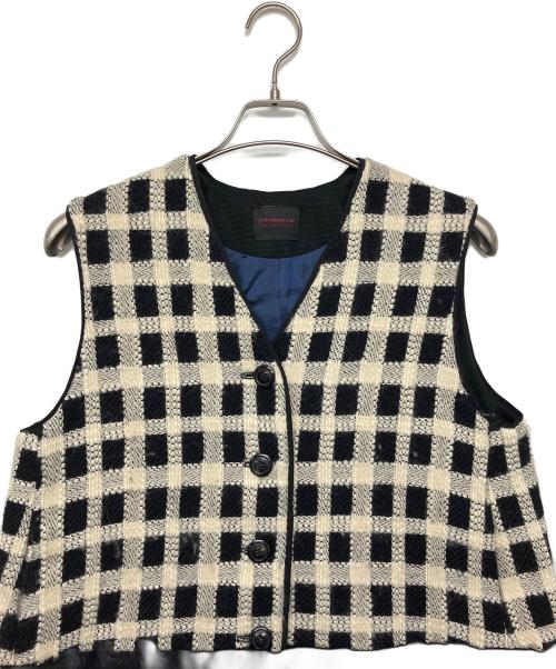 TOMORROW LAND collection（トゥモローランドコレクション）TOMORROW LAND collection (トゥモローランドコレクション) タッタ シェパード ファーペプラムジレ ホワイト×ブラック サイズ:36の古着・服飾アイテム