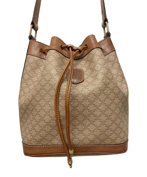 CELINE（セリーヌ）CELINE (セリーヌ) 巾着ショルダーバッグ ブラウンの古着・服飾アイテム