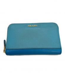 PRADA（プラダ）の古着「ラウンドファスナー財布」｜ブルー