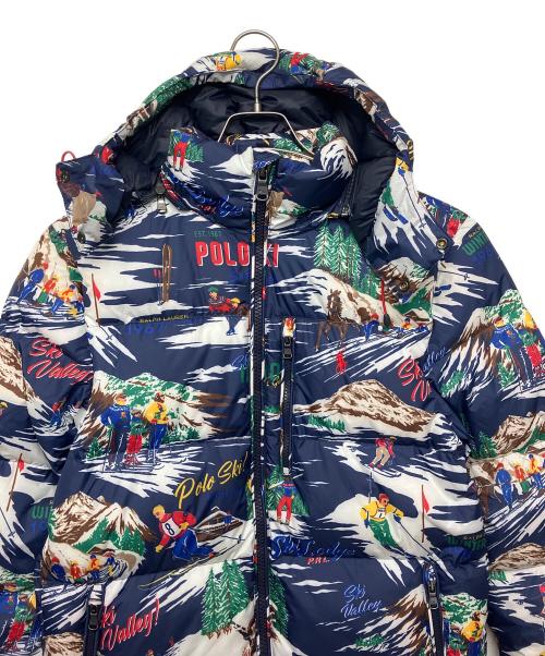 POLO RALPH LAUREN（ポロ・ラルフローレン）POLO RALPH LAUREN (ポロ・ラルフローレン) スキープリント ウォーターリペラント　ダウンジャケット ネイビー サイズ:XSの古着・服飾アイテム