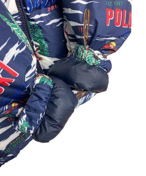 POLO RALPH LAUREN（ポロ・ラルフローレン）POLO RALPH LAUREN (ポロ・ラルフローレン) スキープリント ウォーターリペラント　ダウンジャケット ネイビー サイズ:XSの古着・服飾アイテム