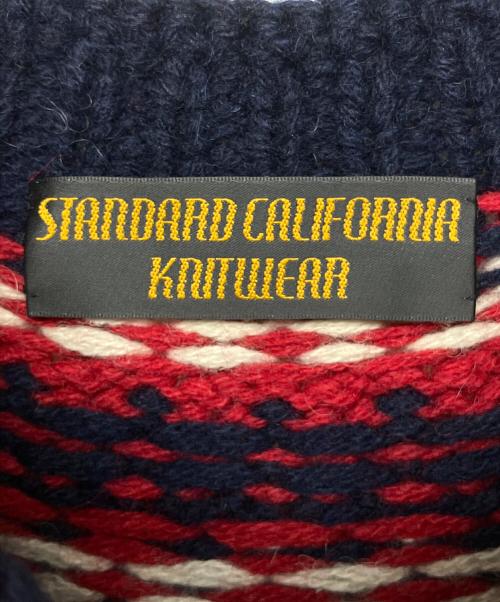 STANDARD CALIFORNIA（スタンダードカリフォルニア）STANDARD CALIFORNIA (スタンダードカリフォルニア) ウールニット レッド×ネイビー サイズ:Mの古着・服飾アイテム