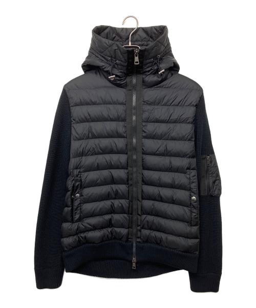 MONCLER（モンクレール）MONCLER (モンクレール) Maglione Tricot Cardigan　ニット切り替え ダウン カーディガン パーカー ブラック サイズ:XXLの古着・服飾アイテム