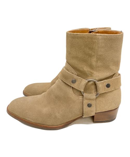 Saint Laurent Paris（サンローランパリ）Saint Laurent Paris (サンローランパリ) ワイアットハーネス スウェード リングブーツ ベージュ サイズ:41の古着・服飾アイテム