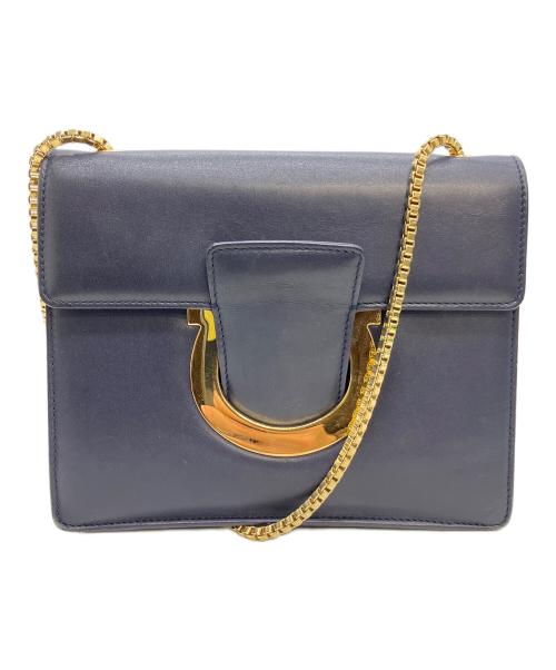 Salvatore Ferragamo（サルヴァトーレ フェラガモ）Salvatore Ferragamo (サルヴァトーレ フェラガモ) チェーンショルダーバッグ ネイビーの古着・服飾アイテム