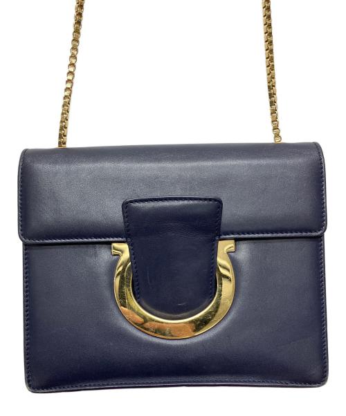 Salvatore Ferragamo（サルヴァトーレ フェラガモ）Salvatore Ferragamo (サルヴァトーレ フェラガモ) チェーンショルダーバッグ ネイビーの古着・服飾アイテム