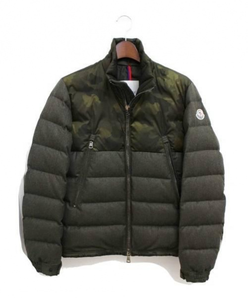 MONCLER（モンクレール）MONCLER (モンクレール) ナイロンウール切替ダウンジャケット オリーブ サイズ:1の古着・服飾アイテム