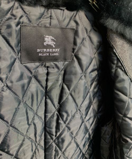 BURBERRY BLACK LABEL（バーバリーブラックレーベル）BURBERRY BLACK LABEL (バーバリーブラックレーベル) ラビットファー付ウールコート グレー サイズ:Lの古着・服飾アイテム
