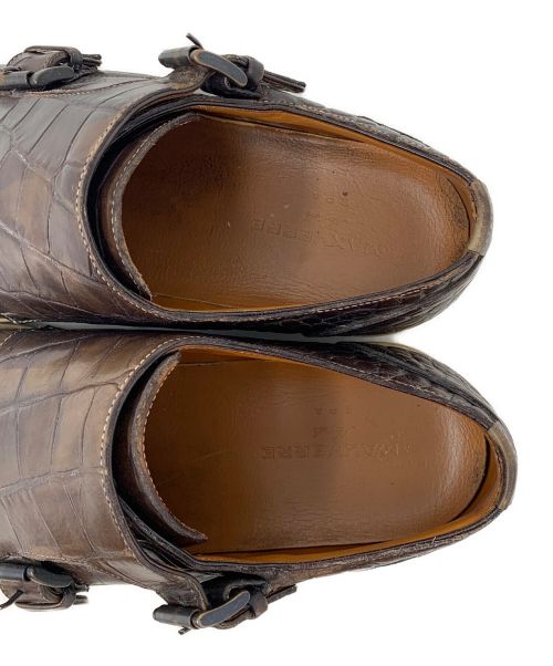 MAXVERRE（マックスヴェッレ）MAXVERRE (マックスヴェッレ) 型押しダブルモンクストラップシューズ ブラウン サイズ:FREEの古着・服飾アイテム