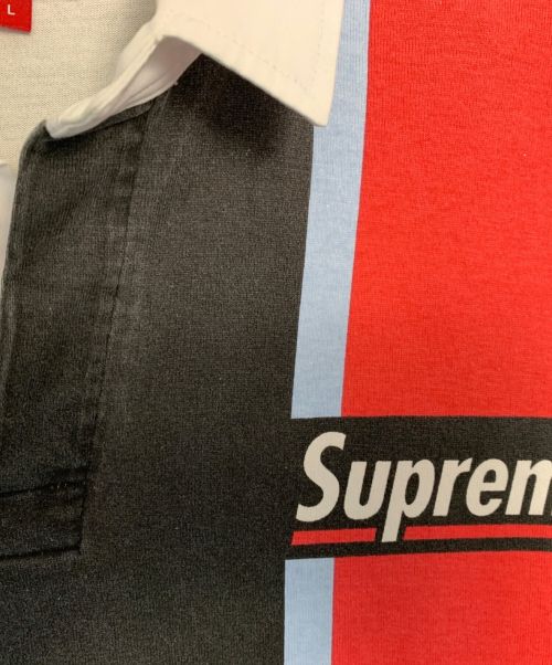 SUPREME（シュプリーム）SUPREME (シュプリーム) Supreme stripe rugby shirt ブラック×レッド サイズ:Lの古着・服飾アイテム