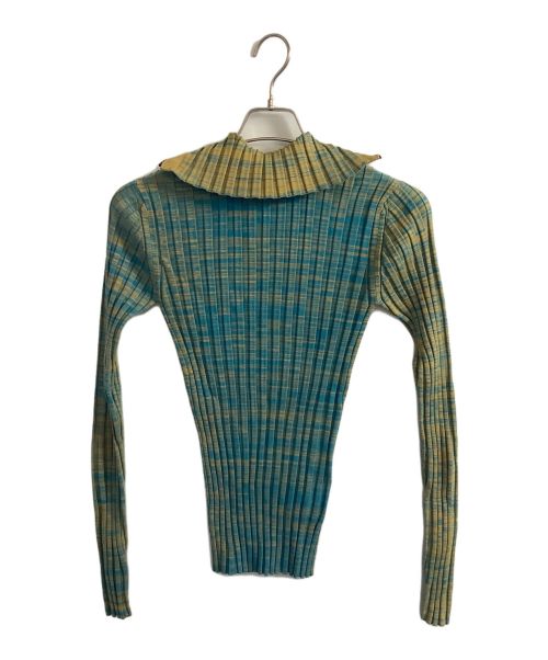 LE CIEL BLEU（ルシェルブルー）LE CIEL BLEU (ルシェルブルー) LE CIEL BLEU バックジップタートルネックニット グリーン×イエロー サイズ:36の古着・服飾アイテム