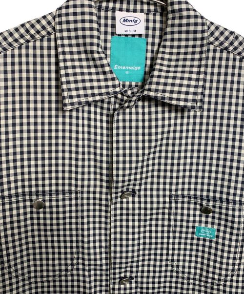 Mmlg（エムエムエルジー）Mmlg (エムエムエルジー) Mmlg GINGHAM WORKER JACKET コート ホワイト×ブラック サイズ:Mの古着・服飾アイテム