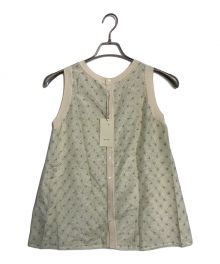 DES PRES（デ プレ）の古着「DES PRES バスケットプリントアメリカンスリーブブラウス」｜アイボリー