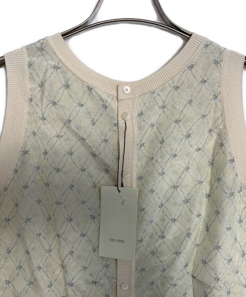 DES PRES（デ プレ）DES PRES (デ プレ) DES PRES バスケットプリントアメリカンスリーブブラウス アイボリー サイズ:38 未使用品の古着・服飾アイテム