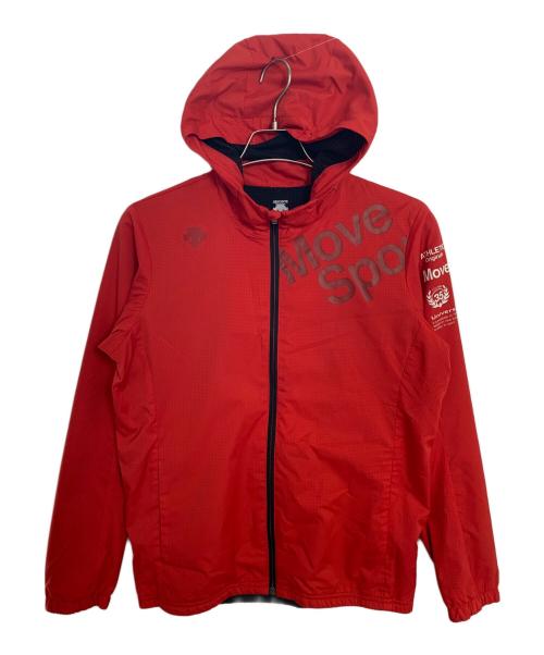 DESCENTE（デサント）DESCENTE (デサント) DESCENTE ウォーム オーセンティックロゴ フーディー レッド×ブラック サイズ:Sの古着・服飾アイテム