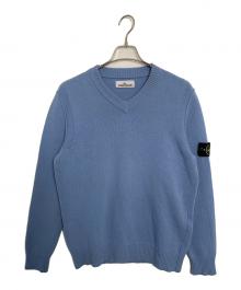 STONE ISLAND（ストーンアイランド）の古着「STONE ISLAND ミドルゲージウールナイロンVネックニット」｜ブルー