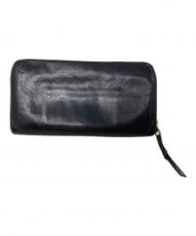 vegetable tanned leather（ベジタブルタンドレザー）の古着「vegetable tanned leather ラウンドファスナー財布」｜ブラック