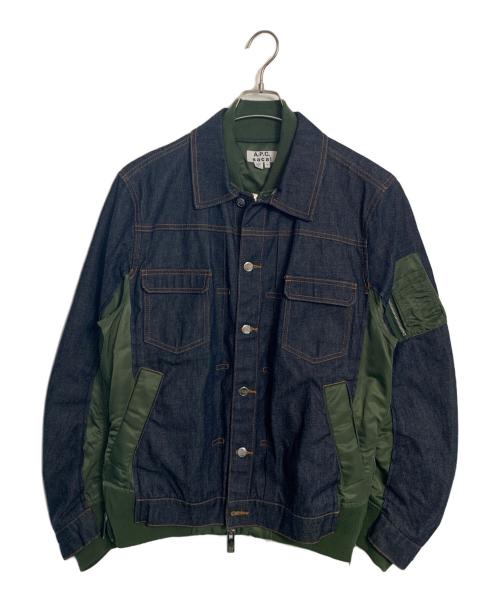 A.P.C.（アーペーセー）A.P.C. (アーペーセー) sacai (サカイ) A.P.C. sacai eimi denim jacket インディゴ×オリーブ サイズ:Mの古着・服飾アイテム
