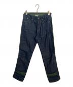A.P.C.×sacaiアーペーセー×サカイ）の古着「A.P.C. sacai PANTALON HARU切替デニムパンツ」｜インディゴ×オリーブ