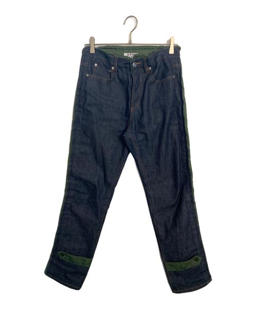 A.P.C.（アーペーセー）A.P.C. (アーペーセー) sacai (サカイ) A.P.C. sacai PANTALON HARU切替デニムパンツ インディゴ×オリーブ サイズ:XXSの古着・服飾アイテム