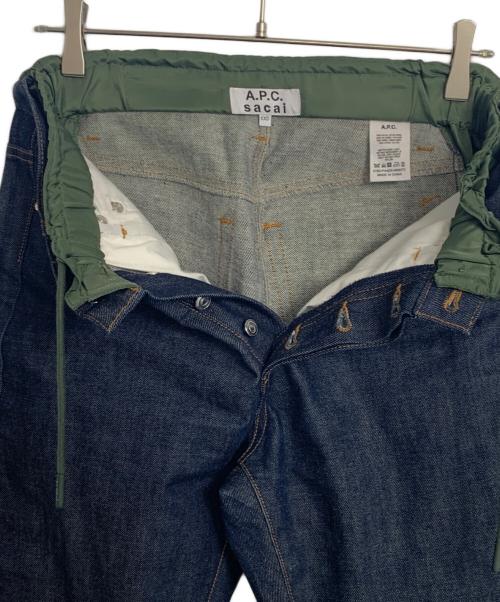 A.P.C.（アーペーセー）A.P.C. (アーペーセー) sacai (サカイ) A.P.C. sacai PANTALON HARU切替デニムパンツ インディゴ×オリーブ サイズ:XXSの古着・服飾アイテム