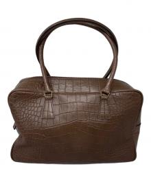 Accessoires De Mademoiselle（アクセソワ・ドゥ・マドモアゼル）の古着「Accessoires De Mademoiselle 型押しハンドバッグ」｜ブラウン