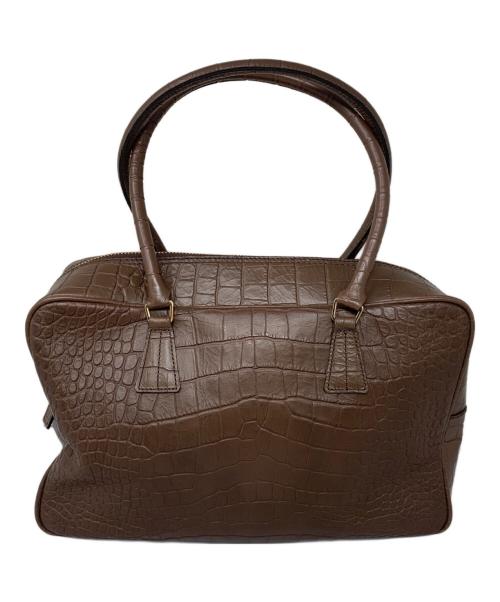 Accessoires De Mademoiselle（アクセソワ・ドゥ・マドモアゼル）Accessoires De Mademoiselle (アクセソワ・ドゥ・マドモアゼル) Accessoires De Mademoiselle 型押しハンドバッグ ブラウンの古着・服飾アイテム