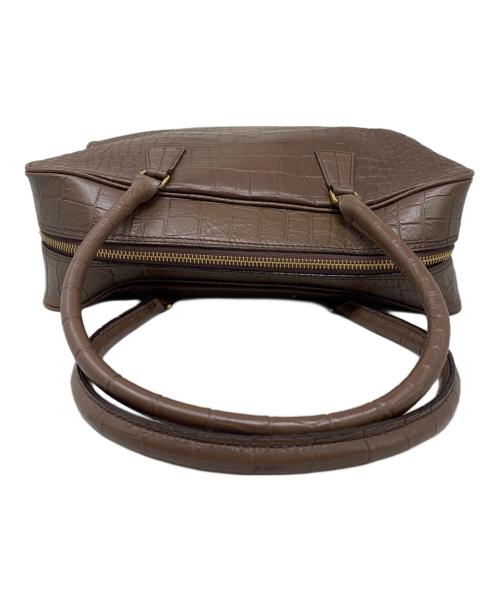 Accessoires De Mademoiselle（アクセソワ・ドゥ・マドモアゼル）Accessoires De Mademoiselle (アクセソワ・ドゥ・マドモアゼル) Accessoires De Mademoiselle 型押しハンドバッグ ブラウンの古着・服飾アイテム