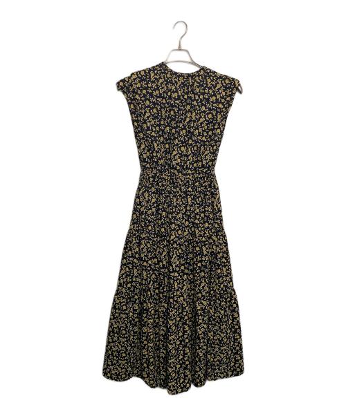green label relaxing（グリーンレーベルリラクシング）green label relaxing (グリーンレーベルリラクシング) フラワー プリント ティアード ワンピース ブラック×イエロー サイズ:36の古着・服飾アイテム