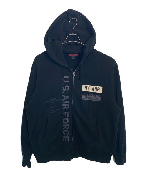 AVIREX（アヴィレックス）AVIREX (アヴィレックス) AVIREX ジップパーカー ブラック サイズ:2XLの古着・服飾アイテム