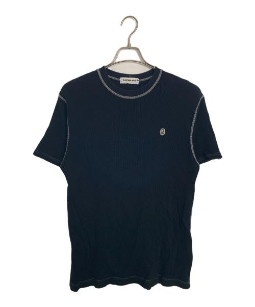 A BATHING APE（ア ベイシング エイプ）A BATHING APE (ア ベイシング エイプ) A BATHING APE サーマルワッフルT ブラック サイズ:Lの古着・服飾アイテム