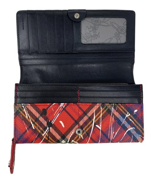 Vivienne Westwood（ヴィヴィアンウエストウッド）Vivienne Westwood (ヴィヴィアンウエストウッド) Vivienne Westwood ダービーチェック スプラッシュ 長財布 レッドの古着・服飾アイテム