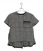 sacaiサカイ）の古着「バックシアー切替チェック柄カットソー」｜ホワイト×ブラック