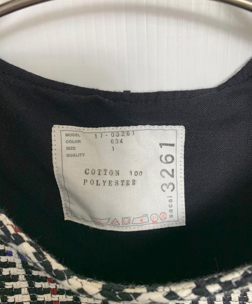 sacai（サカイ）sacai (サカイ) バックシアー切替チェック柄カットソー ホワイト×ブラック サイズ:1の古着・服飾アイテム