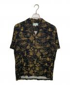 TWO PALMSトゥーパームス）の古着「TWO PALMS アロハシャツ」｜ブラック×イエロー