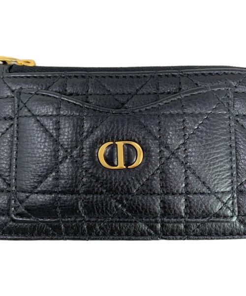 Christian Dior（クリスチャン ディオール）Christian Dior (クリスチャン ディオール) Christian Dior カナージュ Caro Cosmos ジップカードホルダー ブラックの古着・服飾アイテム