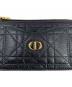 中古・古着 Christian Dior (クリスチャン ディオール) Christian Dior カナージュ Caro Cosmos ジップカードホルダー ブラック：40000円