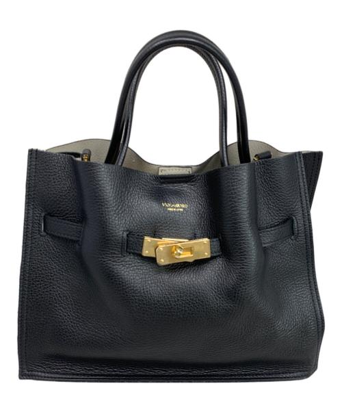 VIOLAd'ORO（ヴィオラドーロ）VIOLAd'ORO (ヴィオラドーロ) VIOLAd'ORO イタリアンWフェイスレザートートバッグ 2WAYバッグ ブラックの古着・服飾アイテム