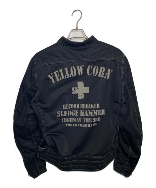 YELLOW CORN（イエローコーン）YELLOW CORN (イエローコーン) YELLOW CORN メッシュライダースジャケット ブラック サイズ:3Lの古着・服飾アイテム