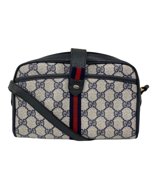 GUCCI（グッチ）GUCCI (グッチ) GUCCI ショルダーバッグ ネイビー×ベージュの古着・服飾アイテム