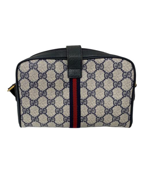 GUCCI（グッチ）GUCCI (グッチ) GUCCI ショルダーバッグ ネイビー×ベージュの古着・服飾アイテム