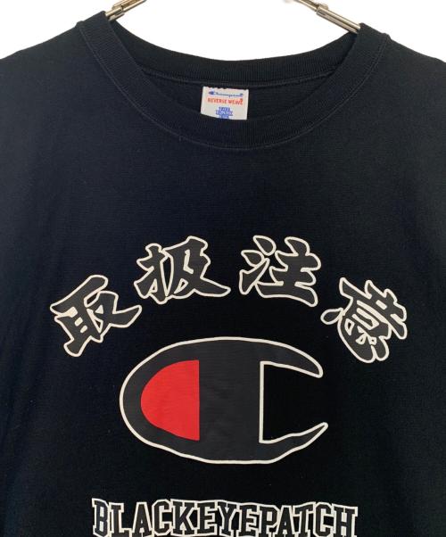 BlackEyePatch（ブラックアイパッチ）BlackEyePatch (ブラックアイパッチ) Champion (チャンピオン) BlackEyePatch Champion 半袖カットソー ブラック サイズ:Lの古着・服飾アイテム